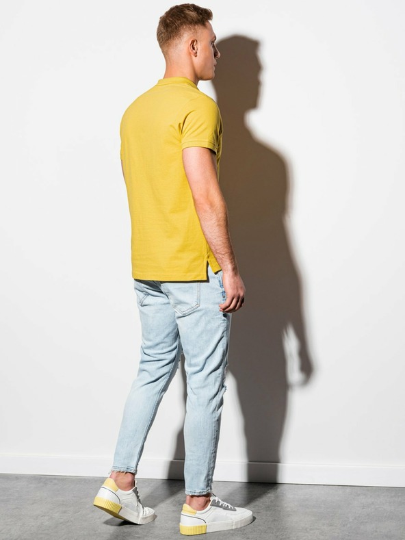 Ombre Clothing Tricou polo basic galben pentru bărbați Ombre Clothing