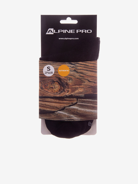 ALPINE PRO Șosete unisex negre - 2 perechi ALPINE PRO 2ULIANO
