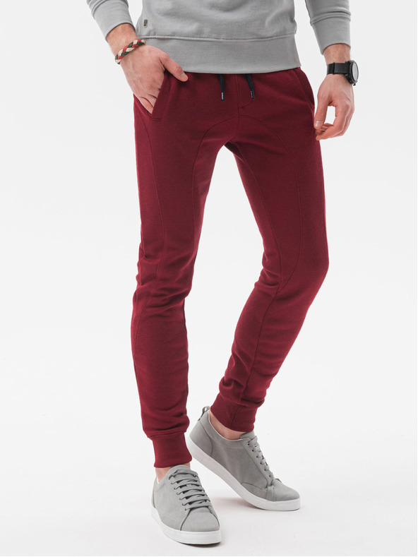 Ombre Clothing Pantaloni de trening basic burgundy pentru bărbați Ombre Clothing