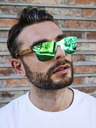 VEYREY Ochelari de soare din lemn VeyRey Ochelari de soare Nerd Stove Green