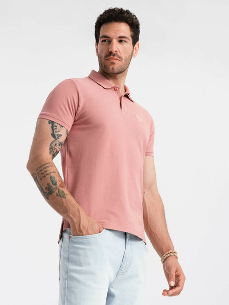 Ombre Clothing Tricou polo de bază roz pentru bărbați Ombre Clothing