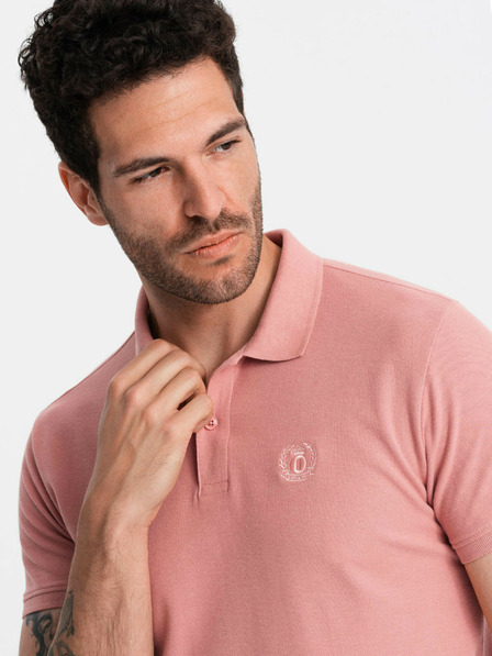 Ombre Clothing Tricou polo de bază roz pentru bărbați Ombre Clothing