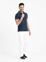 Ombre Clothing Tricou polo albastru închis fără nasturi pentru bărbați Ombre Clothing