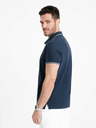 Ombre Clothing Tricou polo albastru închis fără nasturi pentru bărbați Ombre Clothing