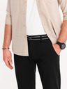 Ombre Clothing Pantaloni chino negri pentru bărbați cu curea decorativă Ombre Clothing