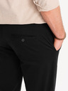 Ombre Clothing Pantaloni chino negri pentru bărbați cu curea decorativă Ombre Clothing