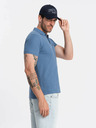 Ombre Clothing Tricou polo basic albastru pentru bărbați Ombre Clothing
