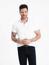 Ombre Clothing Tricou polo alb pentru bărbați fără nasturi Ombre Clothing