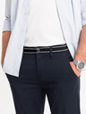 Ombre Clothing Pantaloni chino albastru închis pentru bărbați cu curea decorativă Ombre Clothing