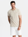 Ombre Clothing Tricou polo cu dungi bej pentru bărbați Ombre Clothing