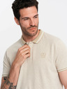 Ombre Clothing Tricou polo cu dungi bej pentru bărbați Ombre Clothing