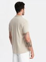 Ombre Clothing Tricou polo cu dungi bej pentru bărbați Ombre Clothing
