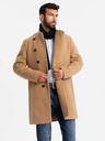 Ombre Clothing Palton bărbătesc cu închidere asimetrică și guler înalt maro deschis Ombre Clothing
