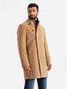 Ombre Clothing Palton bărbătesc cu închidere asimetrică și guler înalt maro deschis Ombre Clothing
