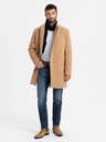 Ombre Clothing Palton bărbătesc cu închidere asimetrică și guler înalt maro deschis Ombre Clothing