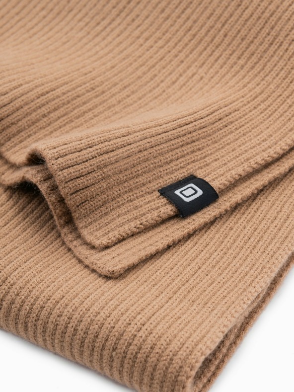 Ombre Clothing Eșarfă tricotată cu nervuri de culoare solidă pentru bărbați maro deschis Îmbrăcăminte Ombre