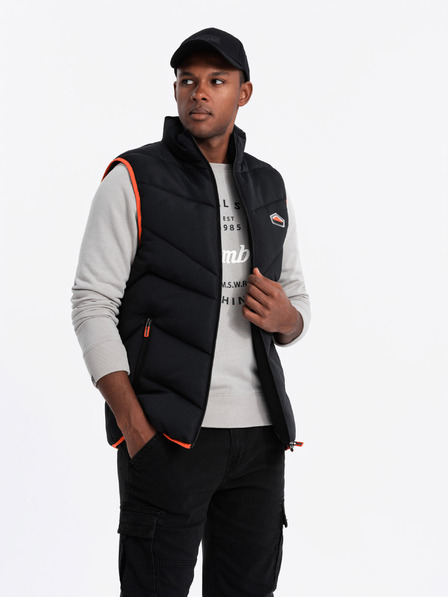 Ombre Clothing Vesta matlasată pentru bărbați cu accente neon Ombre Clothing