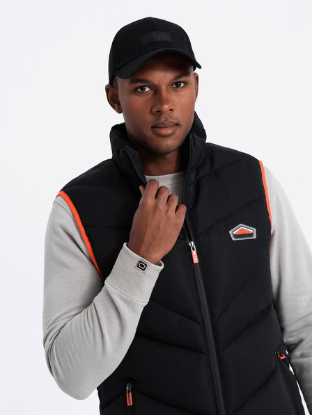 Ombre Clothing Vesta matlasată pentru bărbați cu accente neon Ombre Clothing