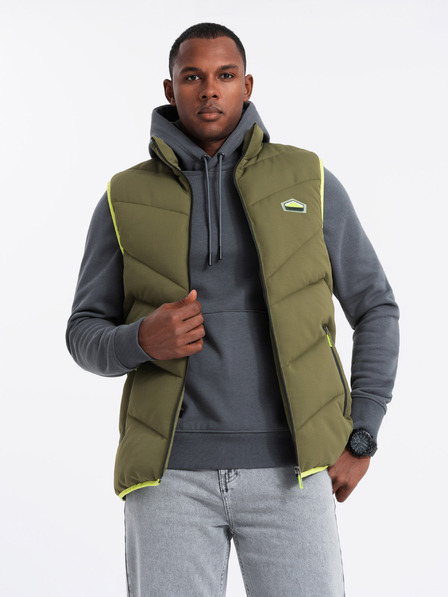 Ombre Clothing Vesta matlasată pentru bărbați cu accente neon Ombre Clothing