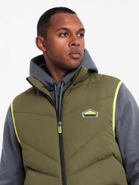 Ombre Clothing Vesta matlasată pentru bărbați cu accente neon Ombre Clothing