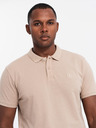 Ombre Clothing Tricou polo din bumbac pentru bărbați BASIC - alb/alb/maro deschis V6 OM-POBS-0133 Ombre Clothing