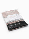 Ombre Clothing Tricou polo din bumbac pentru bărbați BASIC - alb/alb/maro deschis V6 OM-POBS-0133 Ombre Clothing