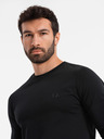 Ombre Clothing Tricou SLIM FIT cu mânecă lungă în V, pentru bărbați, cu elastan și imprimeu negru Ombre Clothing