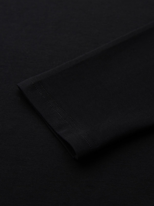 Ombre Clothing Tricou SLIM FIT cu mânecă lungă în V, pentru bărbați, cu elastan și imprimeu negru Ombre Clothing