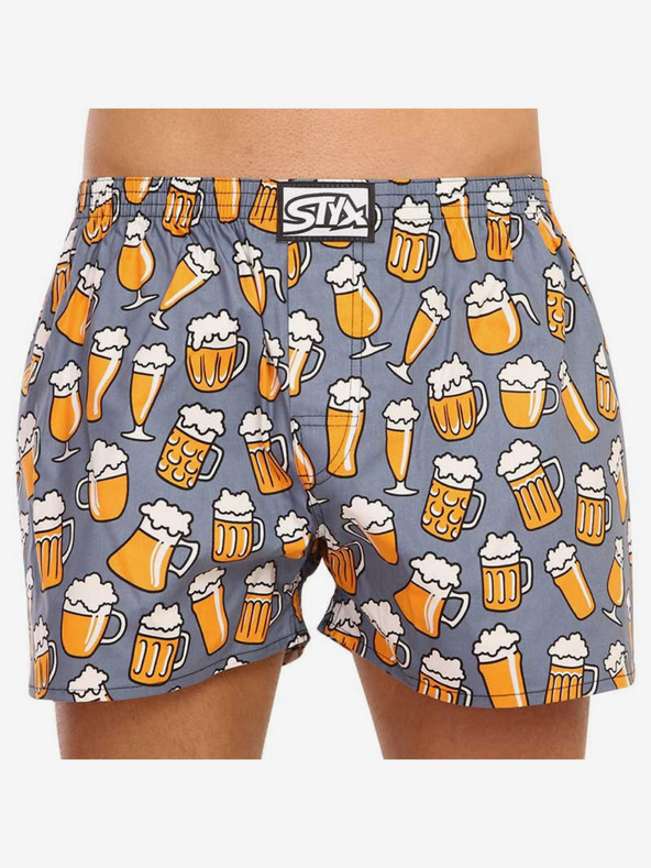 Styx Pantaloni scurți galbeni și gri cu model pentru bărbați Styx Beer