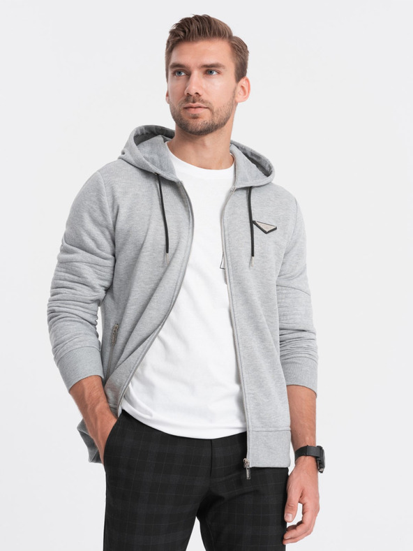 Ombre Clothing Hanorac gri deschis pentru bărbați Ombre Clothing