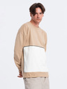 Ombre Clothing Hanorac alb și bej pentru bărbați Ombre Clothing