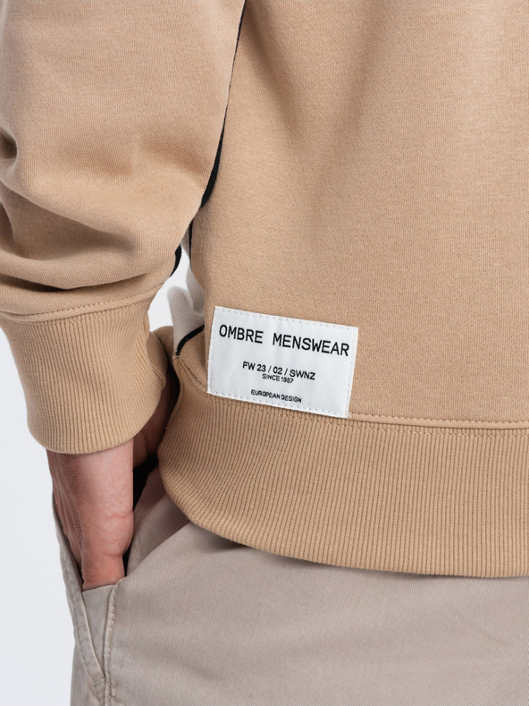 Ombre Clothing Hanorac alb și bej pentru bărbați Ombre Clothing