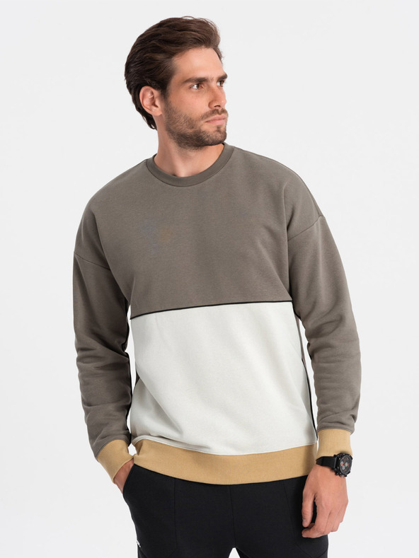 Ombre Clothing Hanorac bărbătesc alb și gri Ombre Clothing