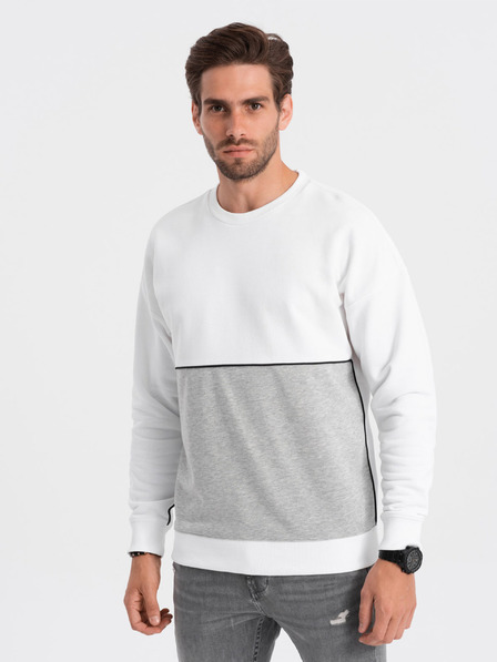 Ombre Clothing Hanorac alb și gri pentru bărbați Ombre Clothing