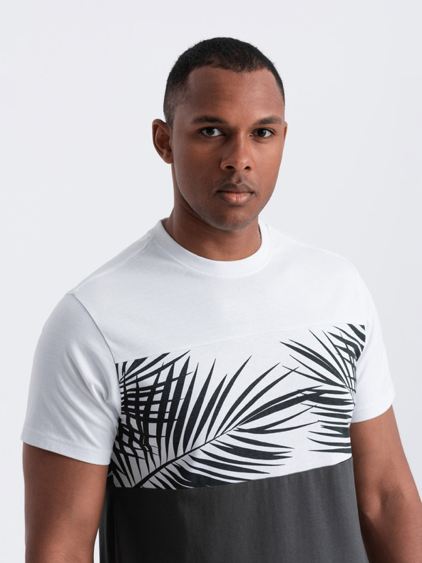 Ombre Clothing Tricou imprimat alb și gri pentru bărbați Îmbrăcăminte Ombre
