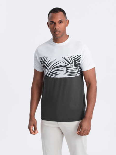 Ombre Clothing Tricou imprimat alb și gri pentru bărbați Îmbrăcăminte Ombre