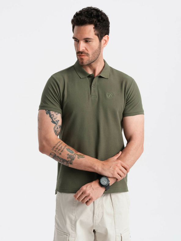 Ombre Clothing Tricou polo basic verde Ombre Clothing pentru bărbați