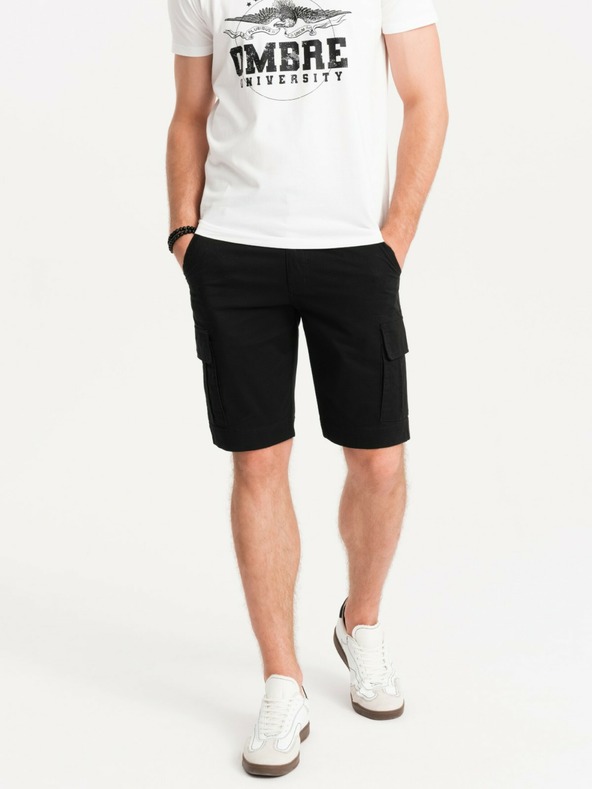 Ombre Clothing Pantaloni scurți cargo negri pentru bărbați Ombre Clothing