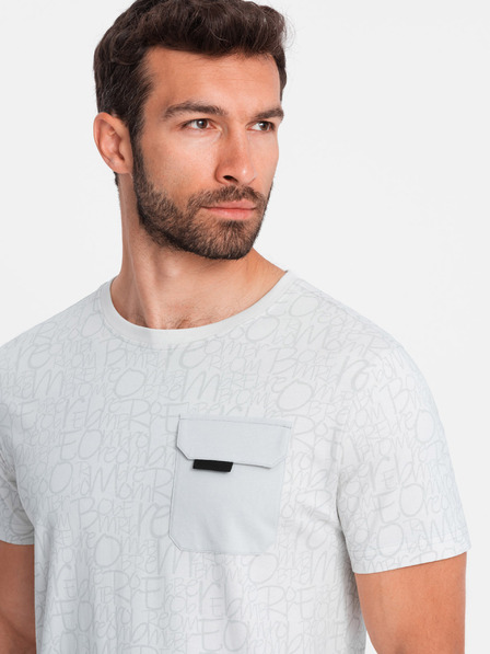 Ombre Clothing Tricou gri deschis pentru bărbați cu buzunar Ombre Clothing