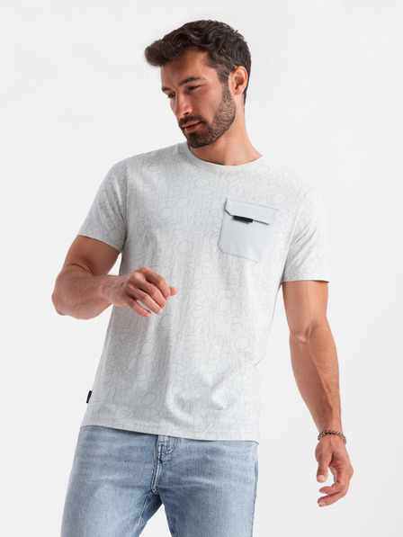 Ombre Clothing Tricou gri deschis pentru bărbați cu buzunar Ombre Clothing