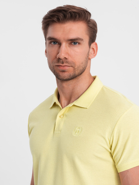Ombre Clothing Tricou polo basic galben pentru bărbați Ombre Clothing
