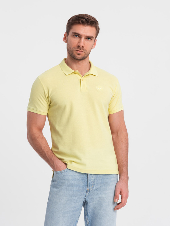 Ombre Clothing Tricou polo basic galben pentru bărbați Ombre Clothing