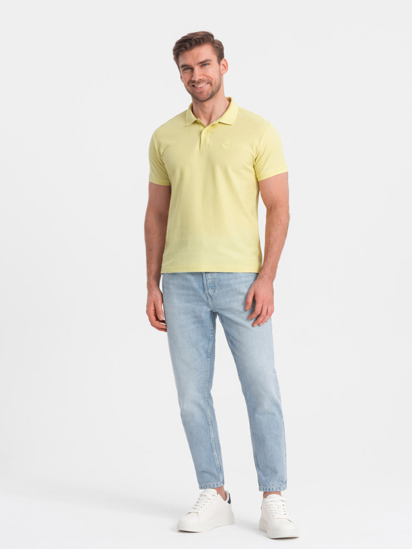 Ombre Clothing Tricou polo basic galben pentru bărbați Ombre Clothing