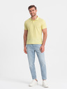 Ombre Clothing Tricou polo basic galben pentru bărbați Ombre Clothing