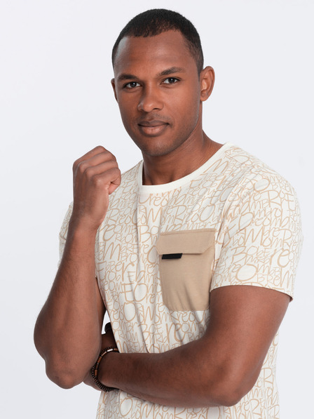 Ombre Clothing Tricou de buzunar pentru bărbați maro deschis Ombre Clothing