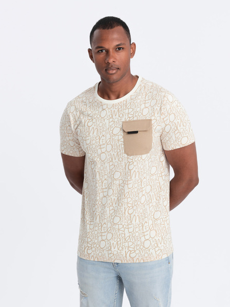 Ombre Clothing Tricou de buzunar pentru bărbați maro deschis Ombre Clothing