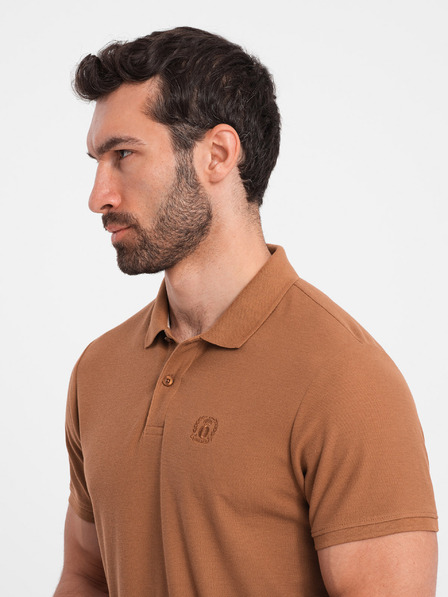 Ombre Clothing Tricou polo basic maroniu pentru bărbați Ombre Clothing