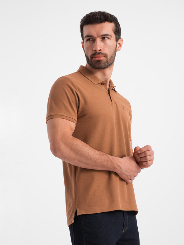 Ombre Clothing Tricou polo basic maroniu pentru bărbați Ombre Clothing