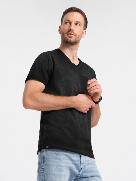 Ombre Clothing Tricou negru cu dungi pentru bărbați Ombre Clothing