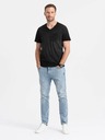 Ombre Clothing Tricou negru cu dungi pentru bărbați Ombre Clothing